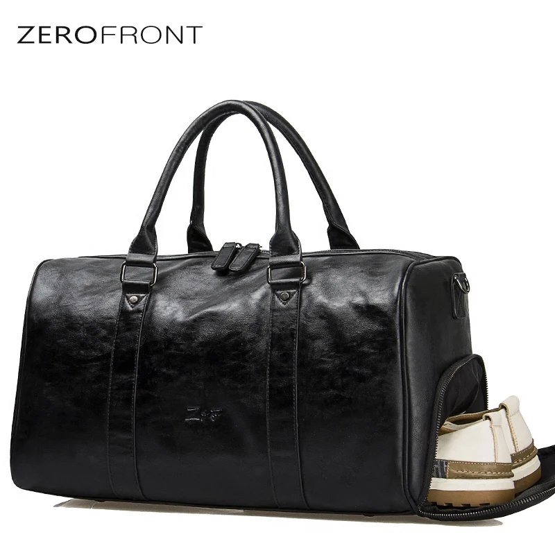 

Men' Travel Duffle Bags PU Leather Shoe Pocket Men's Travel Bags Black Shoulder Handbag Messenger Bag Tote 15 inch Laptop bags