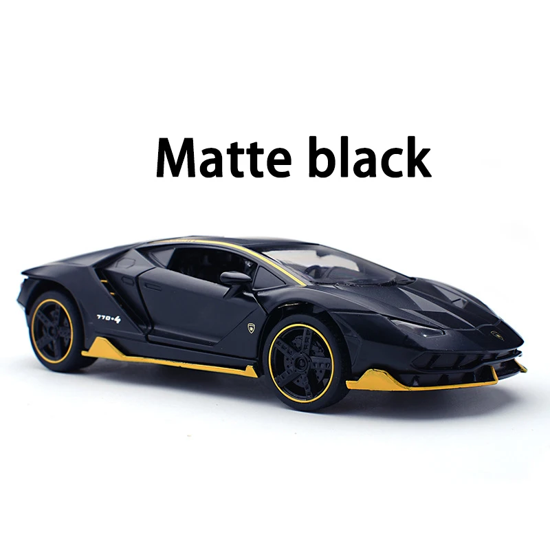 Литой спортивный автомобиль 1:32 модель моделирования металлический автомобиль сплав автомобили с подсветкой звуковые транспортные средства вытяните назад игрушки подарки для детей - Цвет: Matte black - base