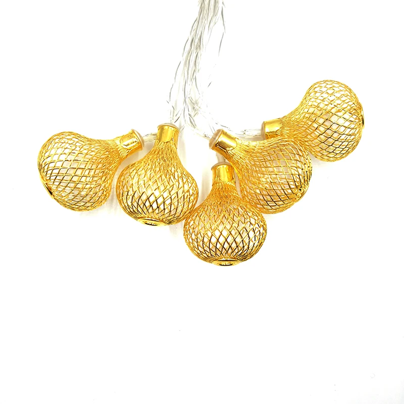 Lantern Holiday Lighting Gold Color Metal LED Strings AA Fairy Lamps Indoor Party Wedding Girl's Room Decoraton Lights IY310224 | Лампы и