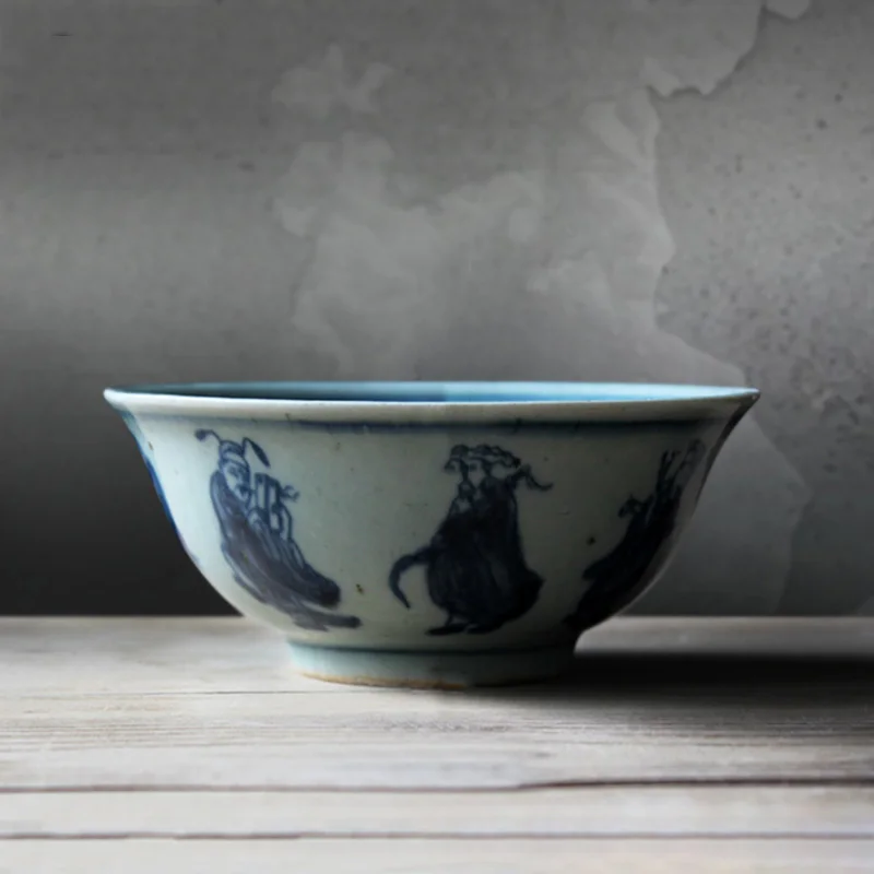 5 дюймов Цзиндэчжэнь ручная роспись сине-белая дзен чайная чаша винтажный