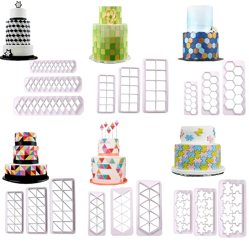 Новый 18 шт. в виде геометрических фигур Fondant (сахарная) Оригинальные формочки для