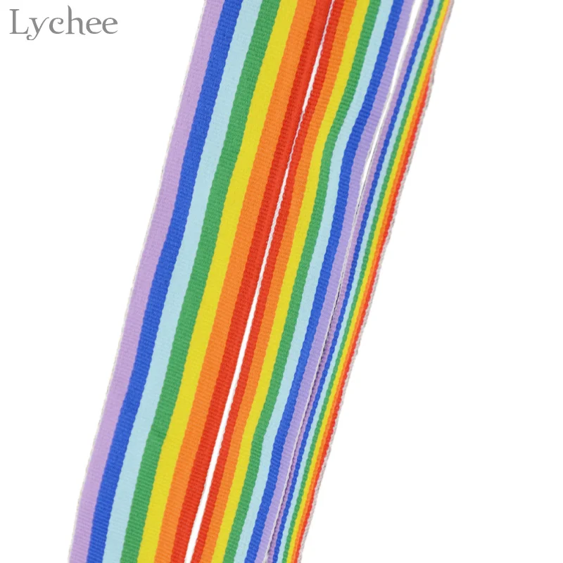 

Lychee Life 3 Meters Rainbow Stripes Printed Ribbon DIY Party Decoration Apparel Sewing Fabric