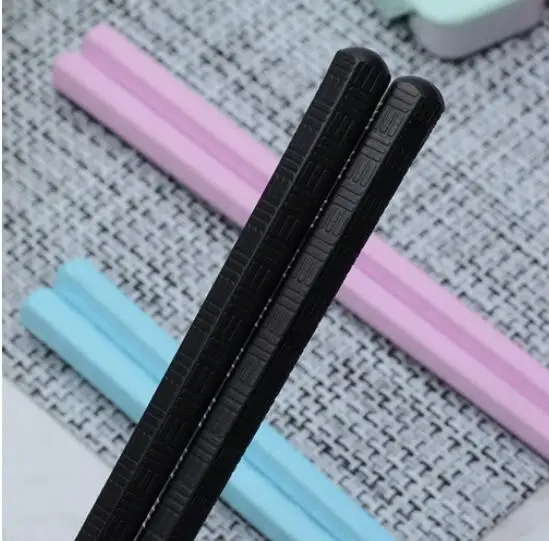 black 500 пара суши многоразовые палочки для еды японские Нескользящие Хаши chop палочки стекловолокно Черный Синий Розовый палочка для еды - Цвет: black
