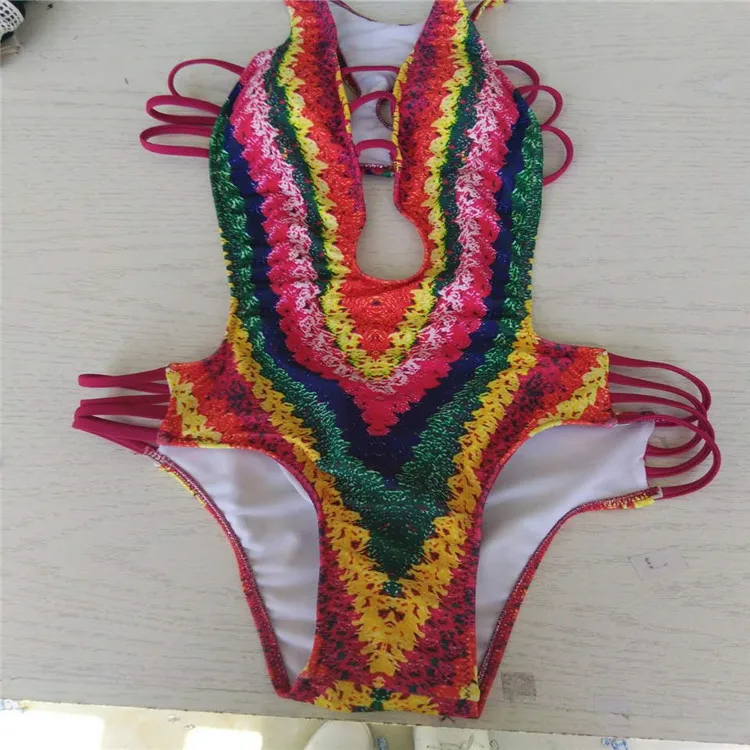 Kophia Hot 2018 Candy Color Beachwear Bikini Women Floral Printed One-Piece Bikinis Set Swimsuit Swimwear Bathing Suit | Спорт и