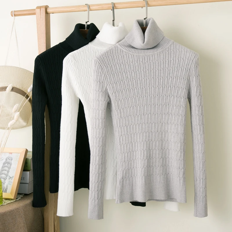 Autumn Winter Women Turtleneck Sweater High Elastic Warm Knitted Pullovers Korean Style Long Sleeve Bottoming Knitwear | Женская одежда
