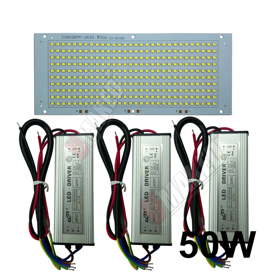 1set Full Power LED Flooding PCB 20W 30W 50W 100W 150W SMD2835 led PCB board+ Waterproof driver for floodlight