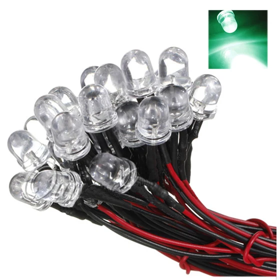 20 шт. 12 В см LED Предварительно проводной 8 мм зеленый | Лампы и освещение