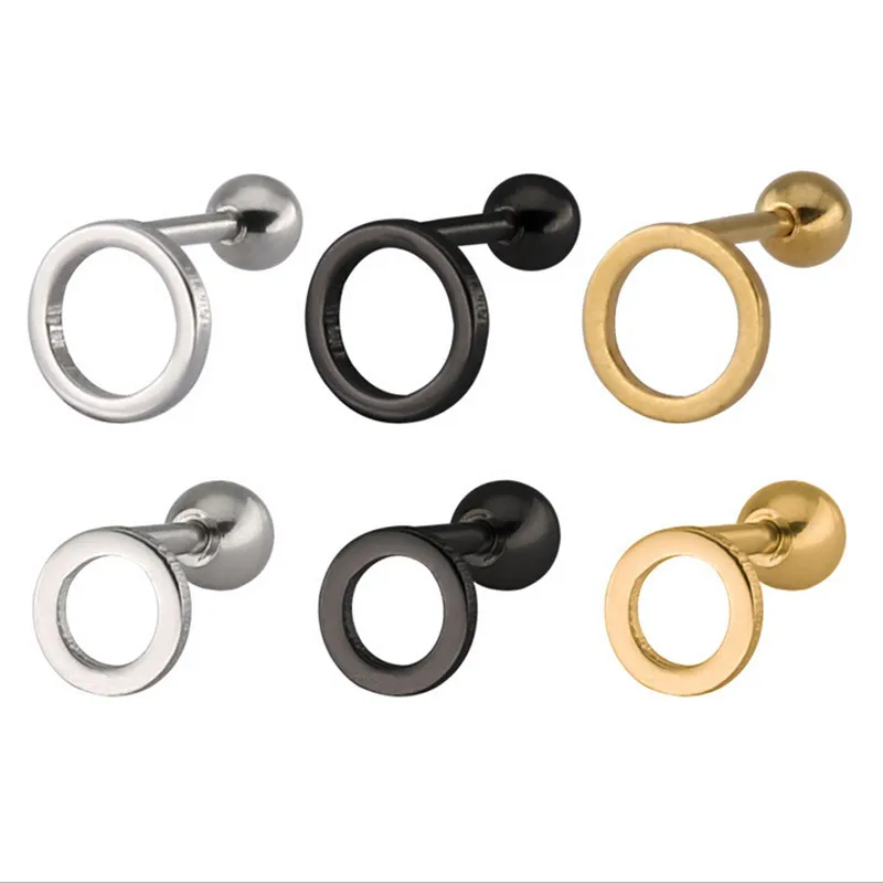 1 пара Новые простые Панк Черные золотые серебряные цветные круглые серьги из