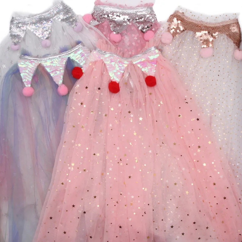 Фатиновые накидки для девочек милые блестящие праздничные принцессы со