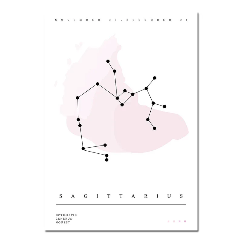 SAGITTARIUS 12 созвездий Детские стены искусства холст плакаты Зодиак Астрология Знак принты живопись скандинавские Дети украшения картины - Цвет: SAGITTARIUS