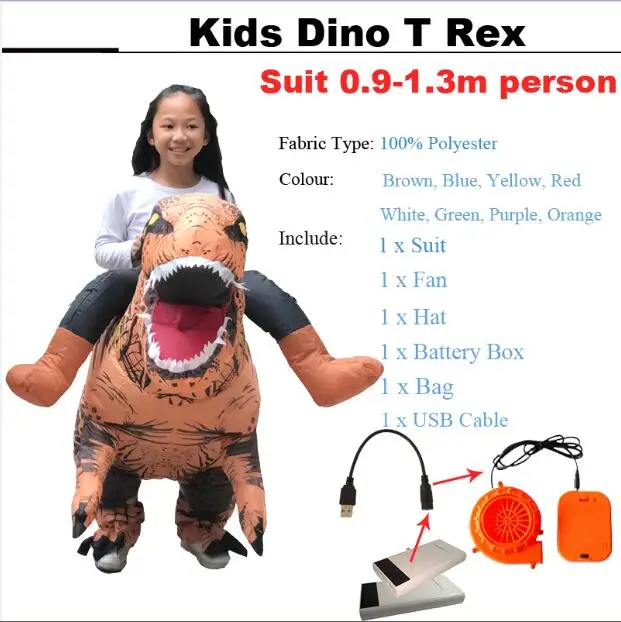 Dino kids T rex Вечерние костюмы для взрослых, костюм динозавра Рекс, аниме, косплей, фэнтези, надувной динозавр, t rex Blowup, костюм талисмана на Хэллоуин для женщин и мужчин - Цвет: Dino kids T rex
