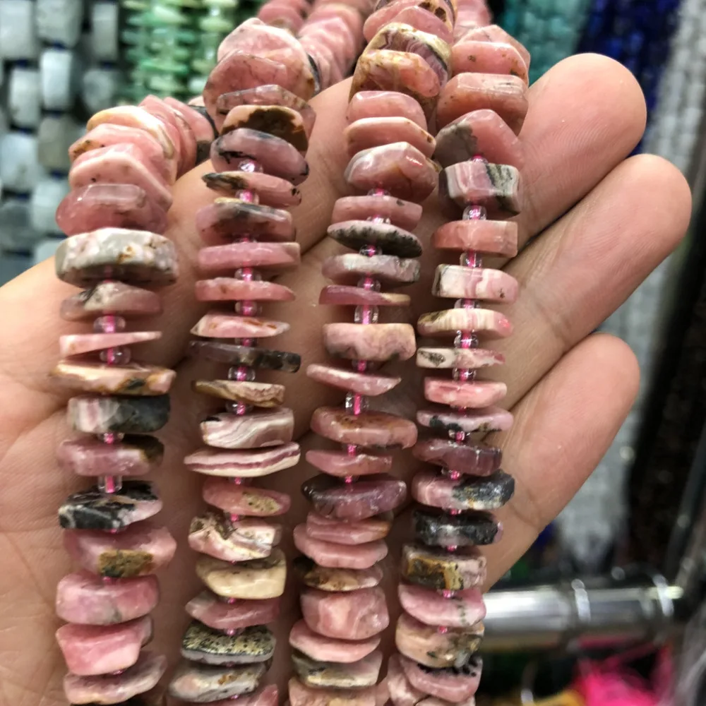 Wholesale 3strings 15.5&quot Natural Rhodochrosite Beads Coin Chip Nugget Bead Rhodonite Stone Gem Jewelry Making | Украшения и