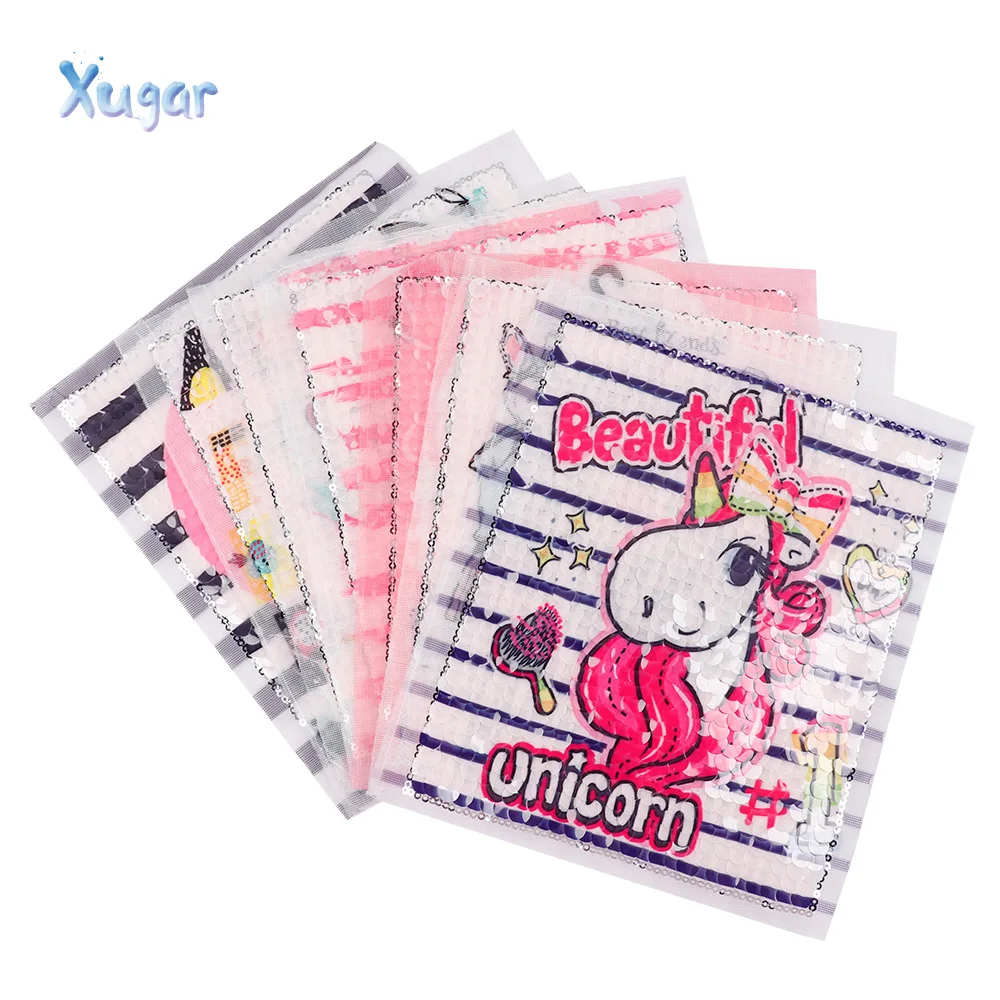 

1pc/bag Sequin Patches Reversible Sequins Cartoon Flamingo Fashion Stickers Applique DIY Clothes Big Size Stickers Suppliers