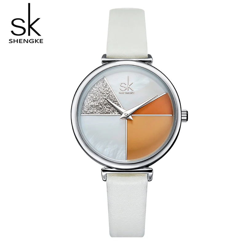 

Shengke Creative Women Watches Shell Dial Fashion Leather Ladies Quartz Watch Irregular Clock 2021 New SK Reloj Mujer #K0109