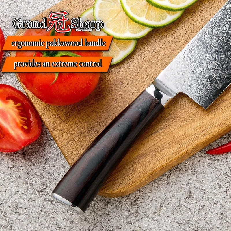 GRANDSHARP Nakiri ножи шеф-повара японская Дамасская сталь vg10 дамасский кухонный нож