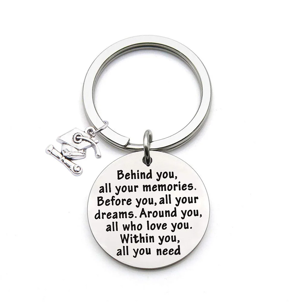 Yamily Graduation season gift behind you all need cap Phase box Stainless steel key chain necklace | Украшения и аксессуары