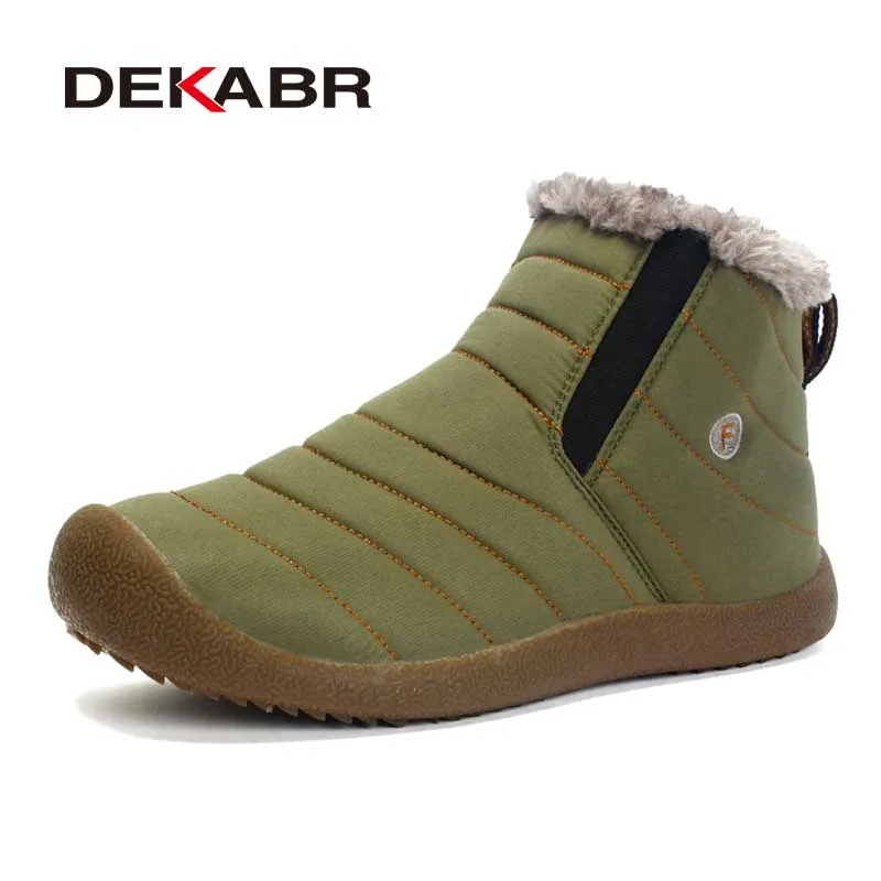 Khaki Green ZIMNIE/брендовые зимние теплые женские ботинки, женские водонепроницаемые Короткие Плюшевые Зимние ботильоны, Женская нескользящая обувь на плоской подошве размера плюс 35-48 - Цвет: Khaki Green