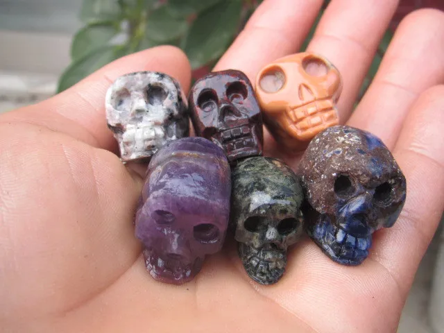 6 шт. натуральный цветной резной кварцовый кристалл исцеление черепа без