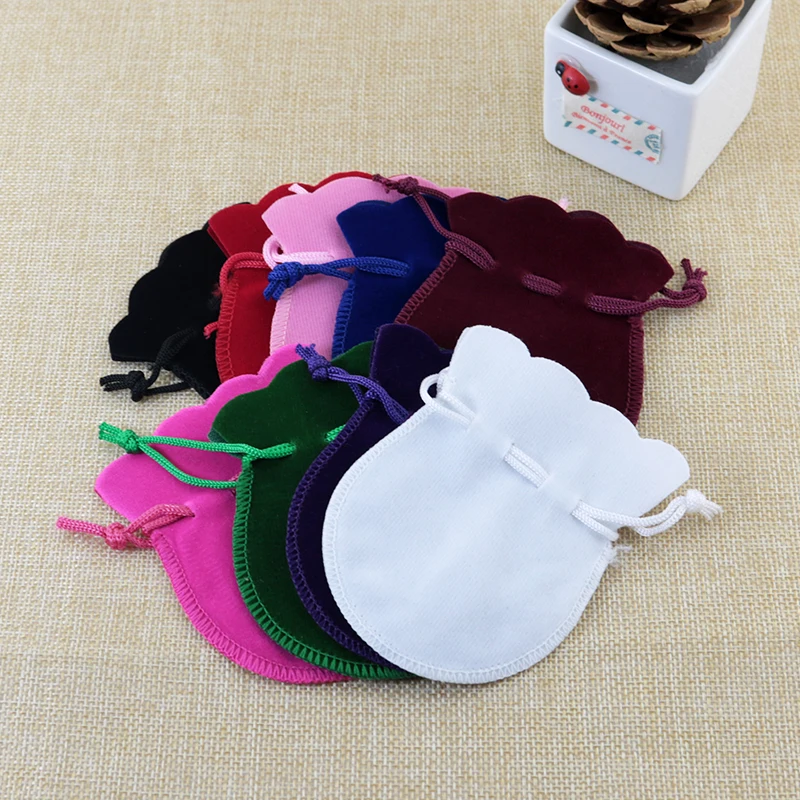 

50pcs/lot 7*9cm Small Mixed Colors Gourd Velvet Bags Favor Jewelry Packaging Bags Wedding Candy Gift Bags Free Shipping