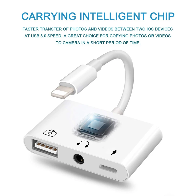 3 в 1 адаптер конвертер для Lightning до 5 мм аудио OTG USB 0 камера ридер с зарядным портом