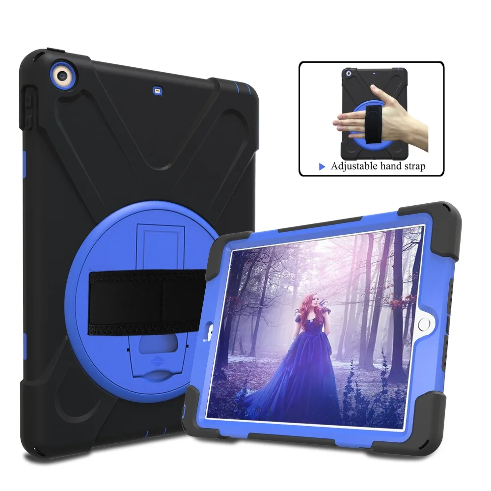 Case For Apple New iPad 9.7 2017 A1822 A1823 Kids Safe Shockproof Soft Silicone Stand Armor Cover Hand Hold Wrist Shoulder Strap |