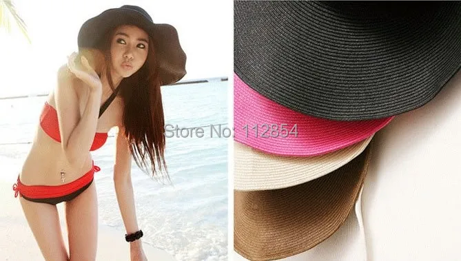 Шляпа женская Соломенная Складная с широкими полями 100 шт./лот | Аксессуары для