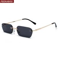 peekaboo rimless rectangle sunglasses women clear color 2019 summer accessories square sun glasses for men small size uv400