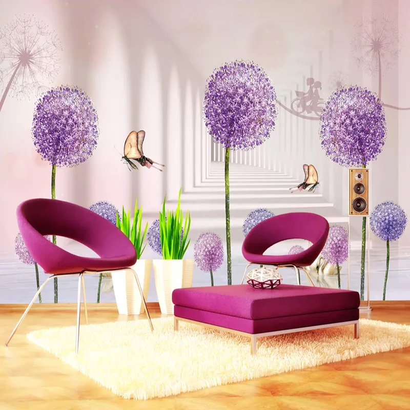 Современный простой 3D стерео канал Одуванчик фото настенная бумага гостиная