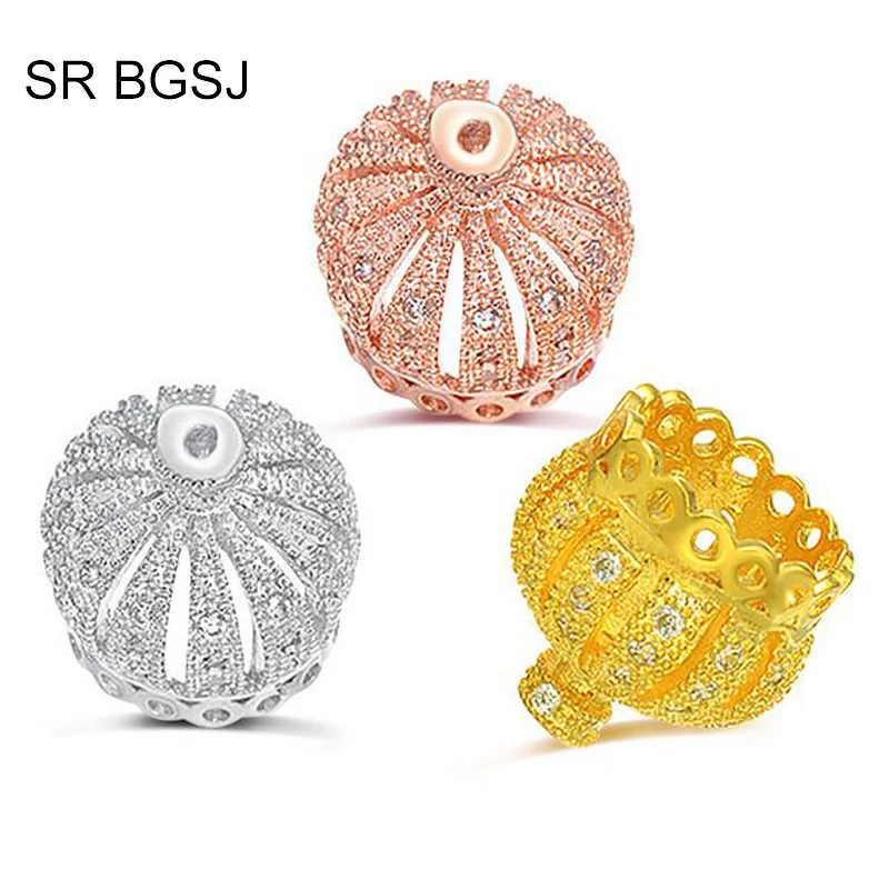 Free Shipping 6Pcs Jewelry Findings Micro Inlay Crown Tassel Accessories Cap Zircon Pendant beads Connectors|Ювелирная фурнитура и