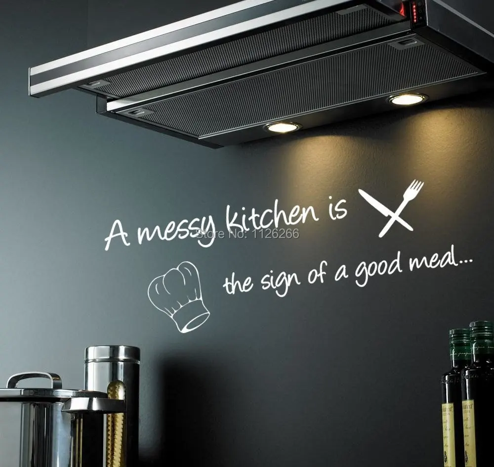 A Messy Kitchen the Sign of a Good Meal Quote Wall Decal Home Sticker Vinyl Letters Decor | Дом и сад