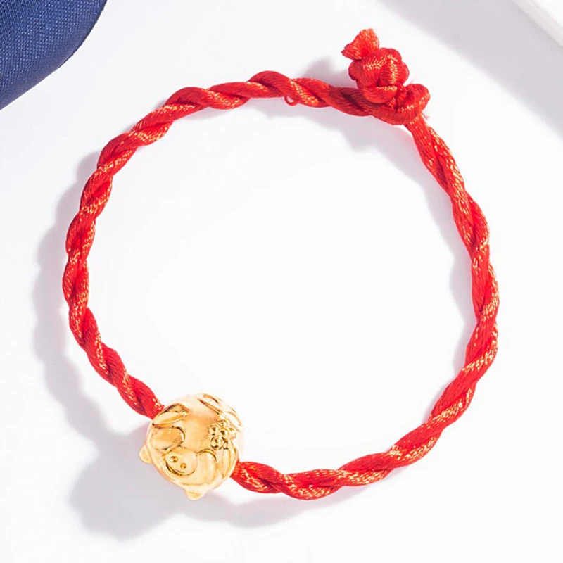 Fashion Silver Color Cute Zodiac Gold Pig Bead Bracelets For Women Jewelry Classic Red Rope Bangles Girl Boy Birthday Party Gift | Украшения
