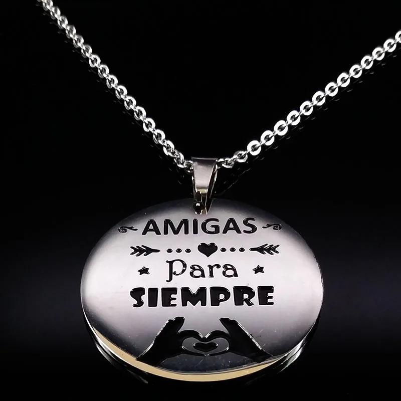 AMIGAS из нержавеющей стали ожерелье для женщин Серебряный Цвет лучший друг