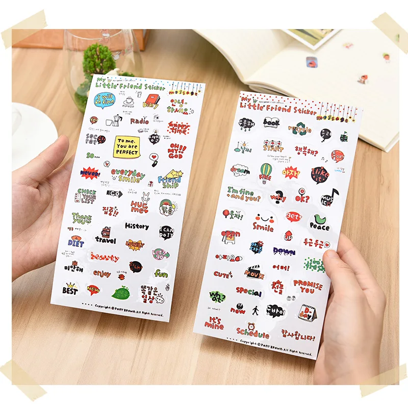 6 листов креативная маленькая девочка мобильного телефона Стикеры s красная