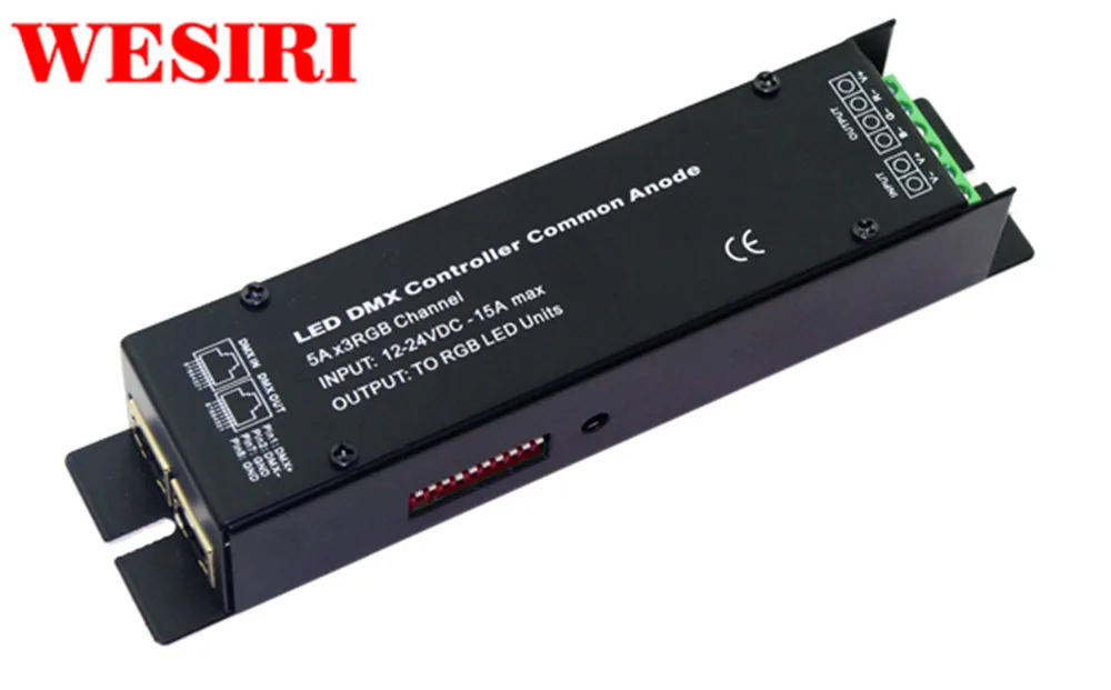 3 канальный DMX декодер 3CH DMX512 RGB диммер контроллер с RJ45 Max 5A каждый канал для