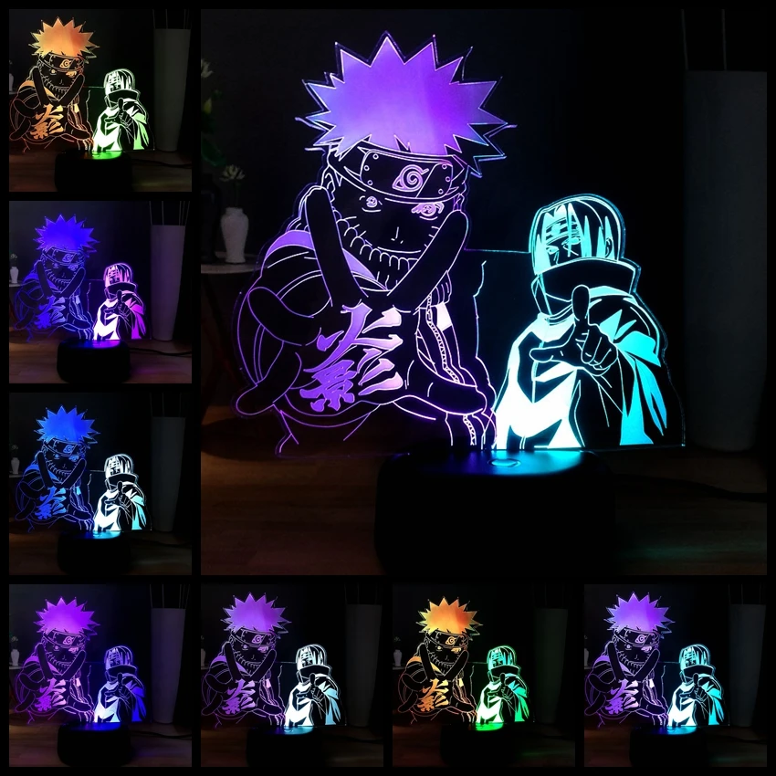 Uzumaki Naruto Uchiha Sasuke смешанные изменения 7 цветов Новый Dec атмосфера прикроватный