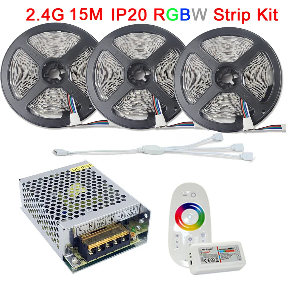 DC12V 20 м RGBW Fita De Светодиодная лента IP20 RGB белый теплый не водонепроницаемый 15 10