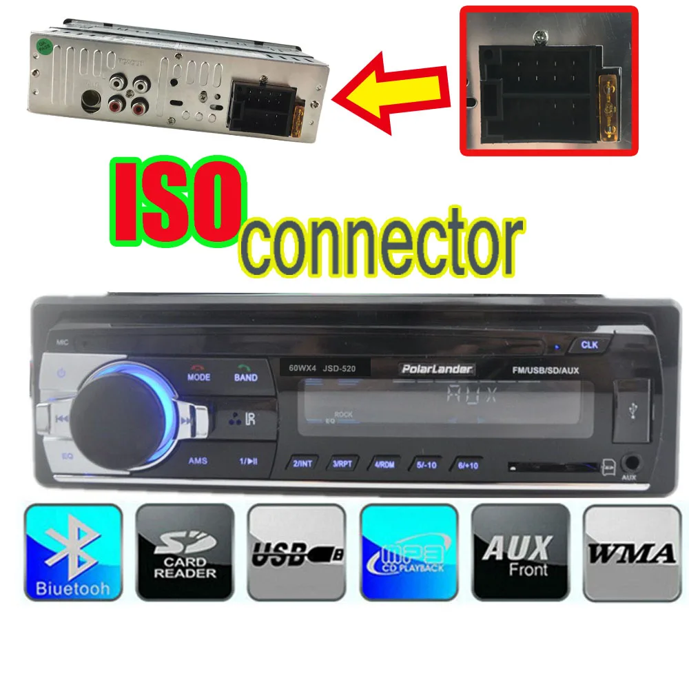 Polarlander bluetooth Авторадио автомобиля стерео радио FM Aux вход приемник SD USB 12V In-dash 1 din автомобильный MP3 мультимедийный плеер