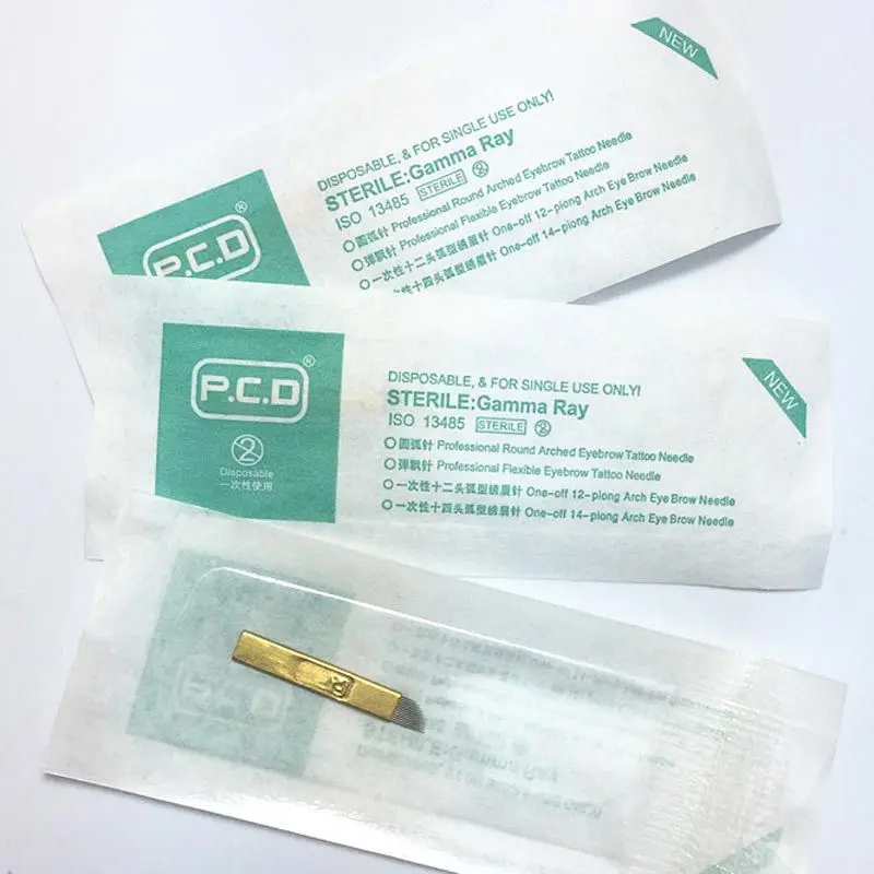 50 шт./лот PCD 14 Pin перманентного макияжа бровей татуировки лезвия составляют Microblading