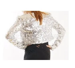 New Girl Shine Glitter Sequin Short Jacket Coat Crop Top Hot Jazz Dance Costume | Женская одежда
