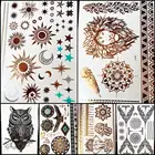 Золотая Серебряная татуировка, 1 шт., индийская Водонепроницаемая временная татуировка Sun Moon Stars HCT126, черная цепочка, браслет, дизайн, флеш-татуировки