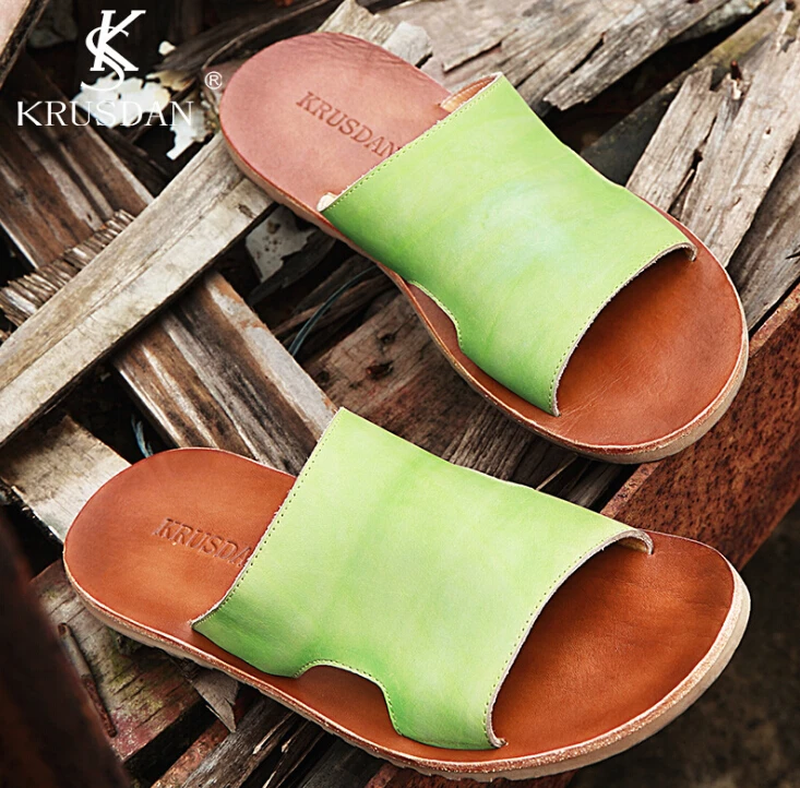 2017 мужские сандалии из натуральной кожи Летние уличные шлепанцы Модные