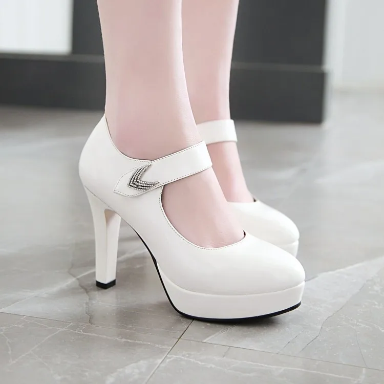 PXELENA/белые женские свадебные туфли Туфли Mary Janes на высокой платформе с