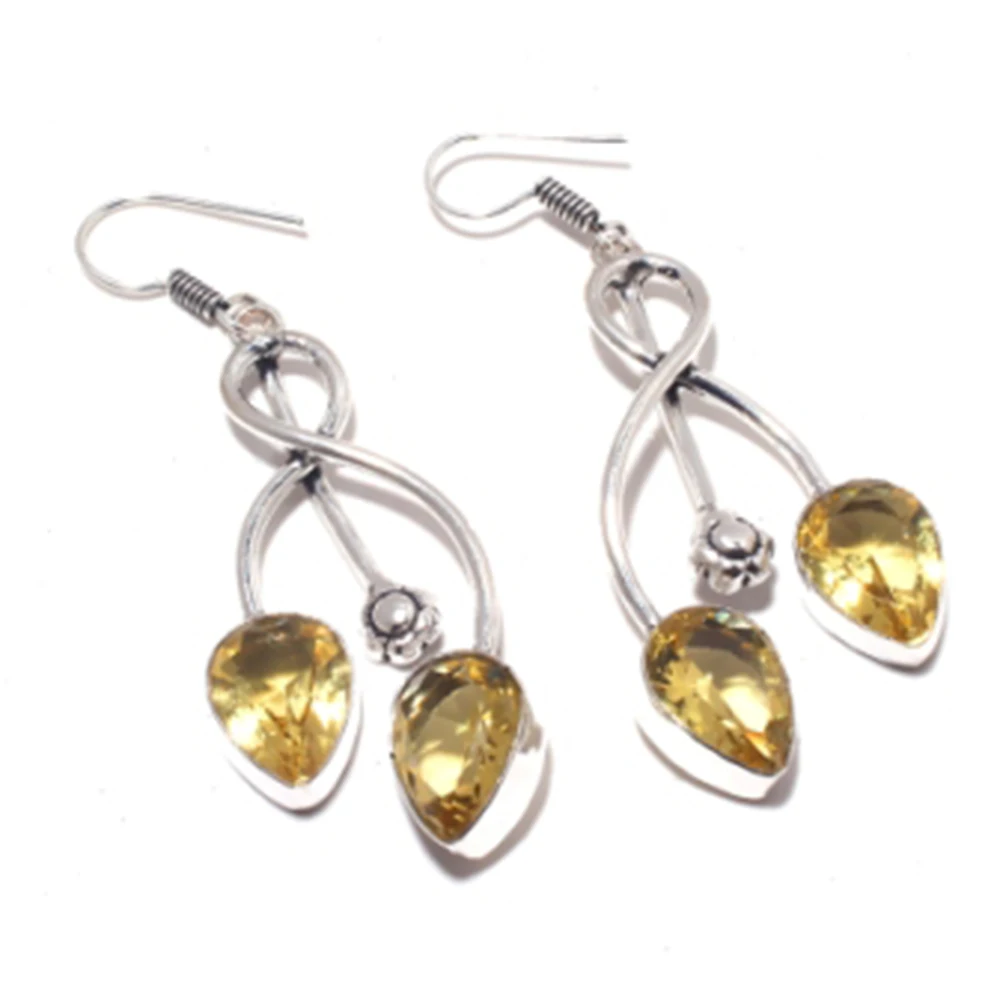 

Citrines , Silver Overlay on Copper Earrings ,67 mm , E3739