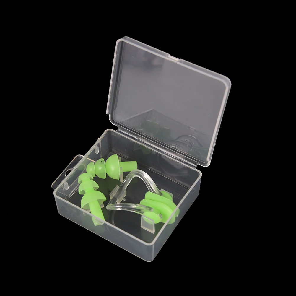 (1 шт. зажим для носа + 2 затычка ушей) с коробкой уха Вилки беруши плавания комплект