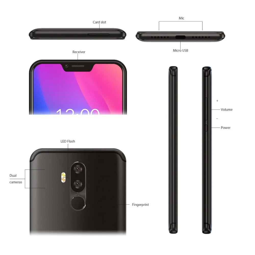 Vernee M8 Pro 6," Нотч Экран 6 ГБ Оперативная память 6 4G B Смартфон Android 8,1 двойной 4G AI двойной Камера беспроводной Быстрая зарядка сотового телефона