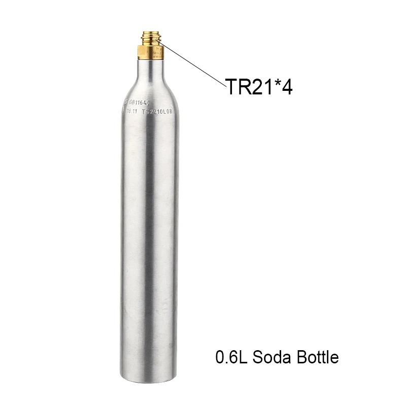 Газированная вода 0.6L емкость для бутылок цилиндр с клапаном TR21* 4 Высокая сжатая бутылка с заправкой Сода адаптер W21.8-14 или CGA 320