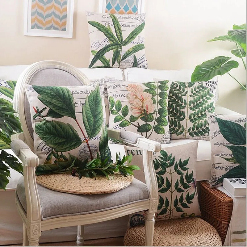 Зеленое растение листьев Подушка массивы жидкие цветы и подушки американский