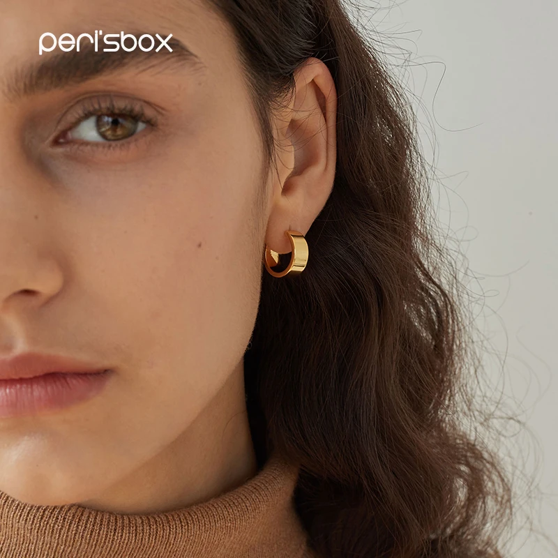 Женские серьги кольца Peri'sBox из металла золотистого и серебристого цвета