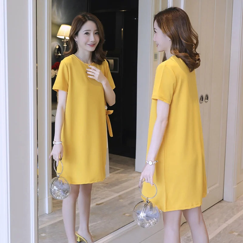 New maternity dress Korean version of the summer loose pregnant fashion stitching when skirt | Мать и ребенок