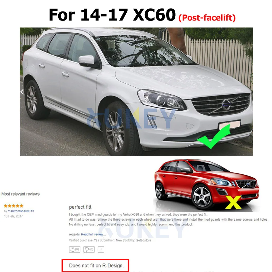 Set OEM Splash Guards Mud Flap Mudguards Fender Fitment Car Flaps For VOLVO XC60 2014 - 2017 31359689/90 Mudflaps 2015 2016 | Автомобили и